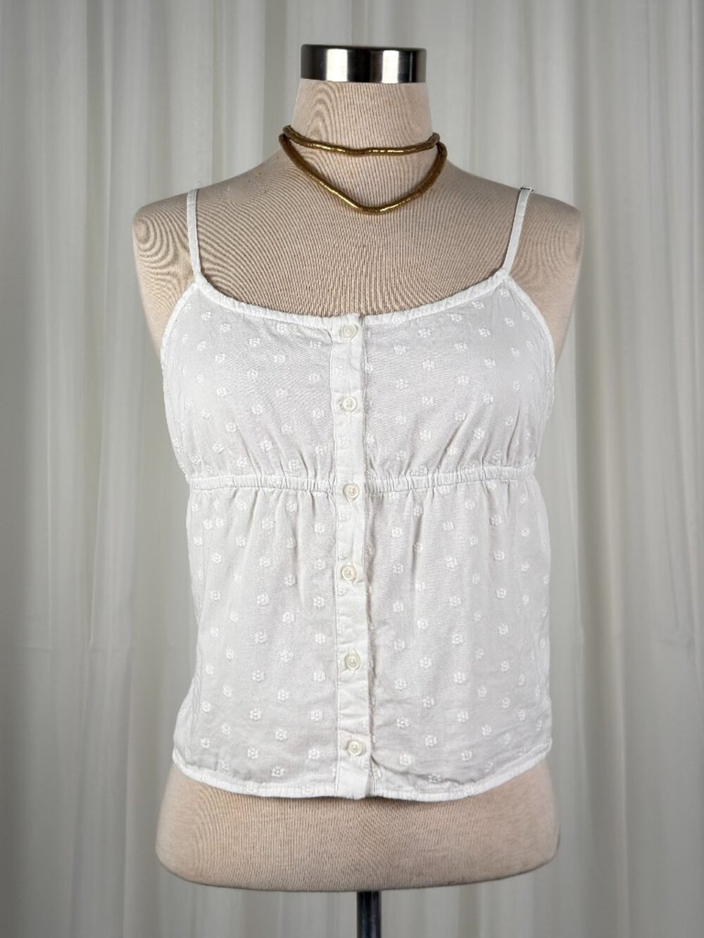J.galt Babydoll embroidered floral white top small‎